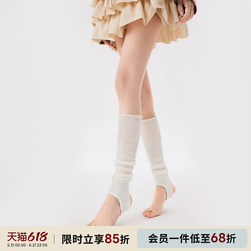 上森白色踩脚袜套女夏季薄款堆堆袜法式芭蕾风舞鞋袜套miu系长袜