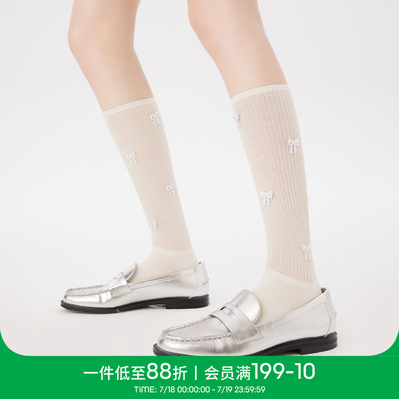白色蝴蝶结袜子女夏季薄