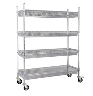 电商仓库智能分拣车配货拣货发货车物流移动手推车四层不锈钢架车