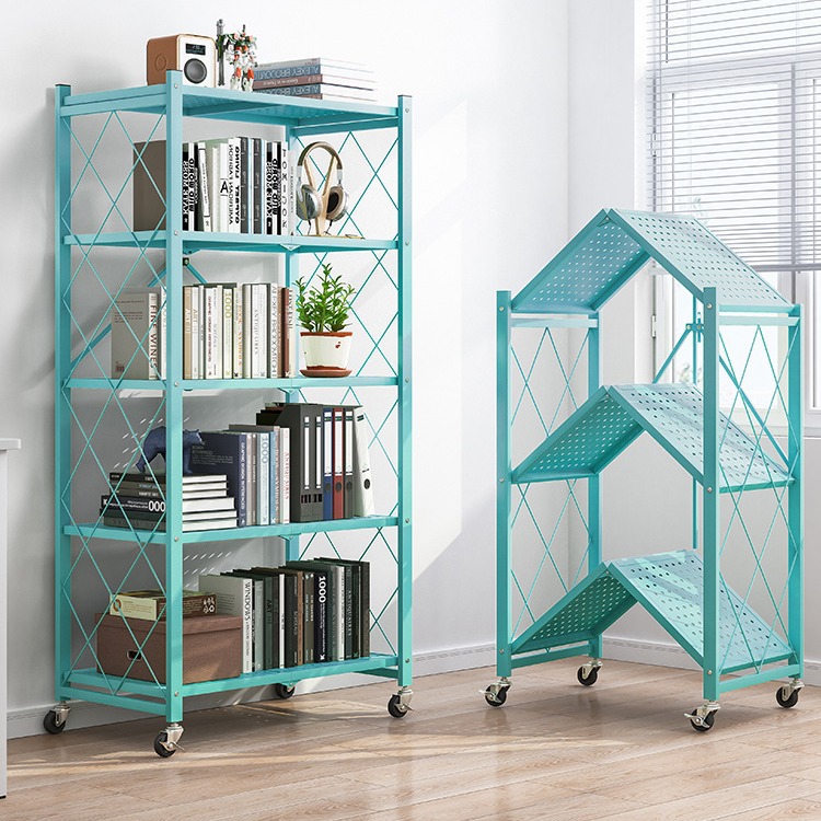 可移动铁艺多层书架收纳柜