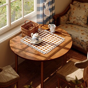 圆形可折叠餐桌家用小户型饭桌全实木折叠餐桌椅组合方桌可变圆桌