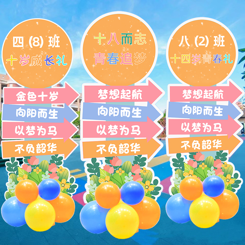我们十岁啦学校班级教室10岁成长礼布置气球立柱牌标语祝福语kt版