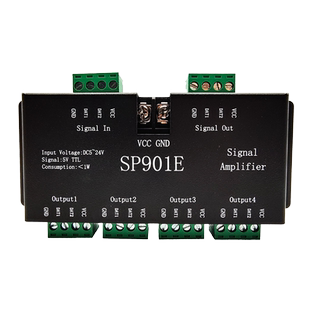 SP901E幻彩灯带WS2812B信号同步放大器幻彩灯条led控制器5-24V