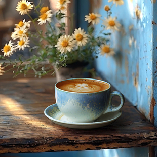 半辰 高级感复古咖啡杯碟套装创意拿铁拉花陶瓷杯子高档精致320ml