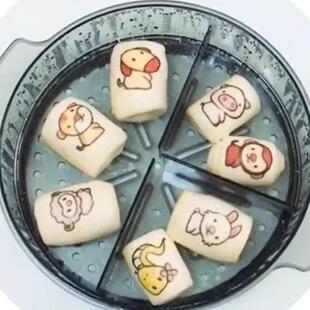 蛇年蒸馒头糯米纸卡通蒸包子食用带字纸帖福字寿字发字花喜字贴纸