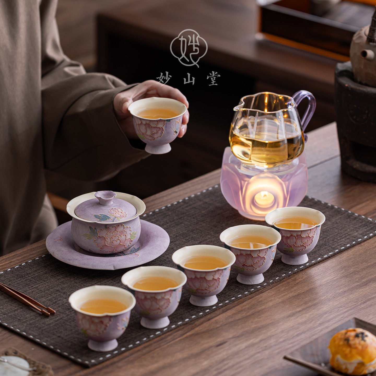 高档手工牡丹茶具套组礼盒装家用盖碗茶壶泡茶乔迁新居结婚礼物