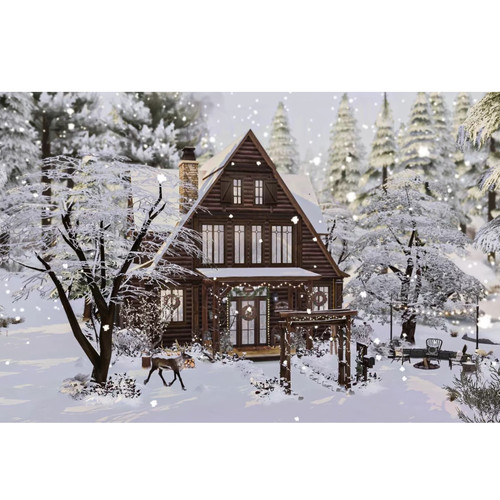 模拟人生4CC房屋mod|雪中木屋|2卧2卫|住宅一套带家具30x20|#367