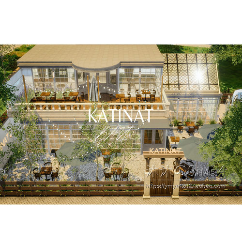 模拟人生4CC房屋mod|Katina|咖啡店一套带家具|30x20|#488