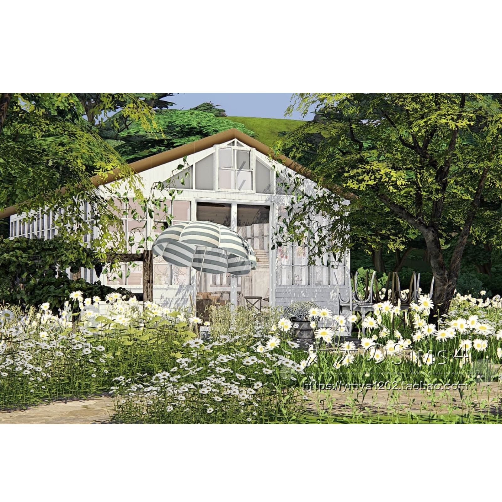 模拟人生4CC房屋mod|绿植小屋|拍照装饰房屋一套带家具30x20|#432