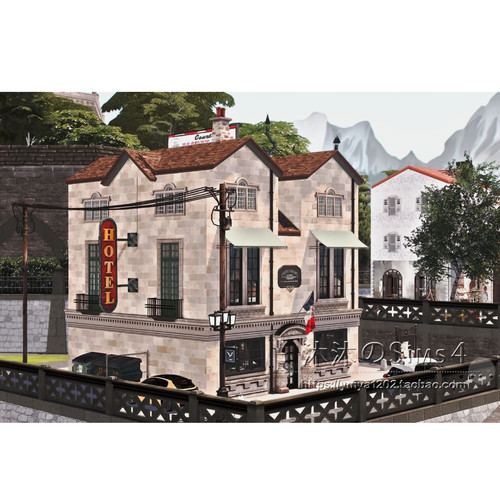 模拟人生4CC房屋mod|复古巴黎酒店|1卧1卫|一套带家具|20x20|#330