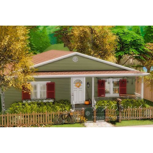 模拟人生4CC房屋mod|秋日小屋|2卧3卫|住宅一套带家具|30x20|#322