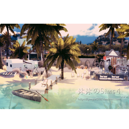 模拟人生4CC房屋mod|BeachDay|夏日海滩咖啡&冰淇淋店|40x20|#287