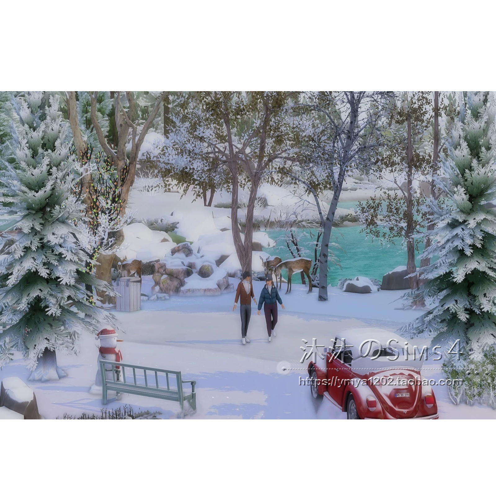 模拟人生4CC房屋mod|户外滑冰场|拍照剧场一套带家具|20x20|#90