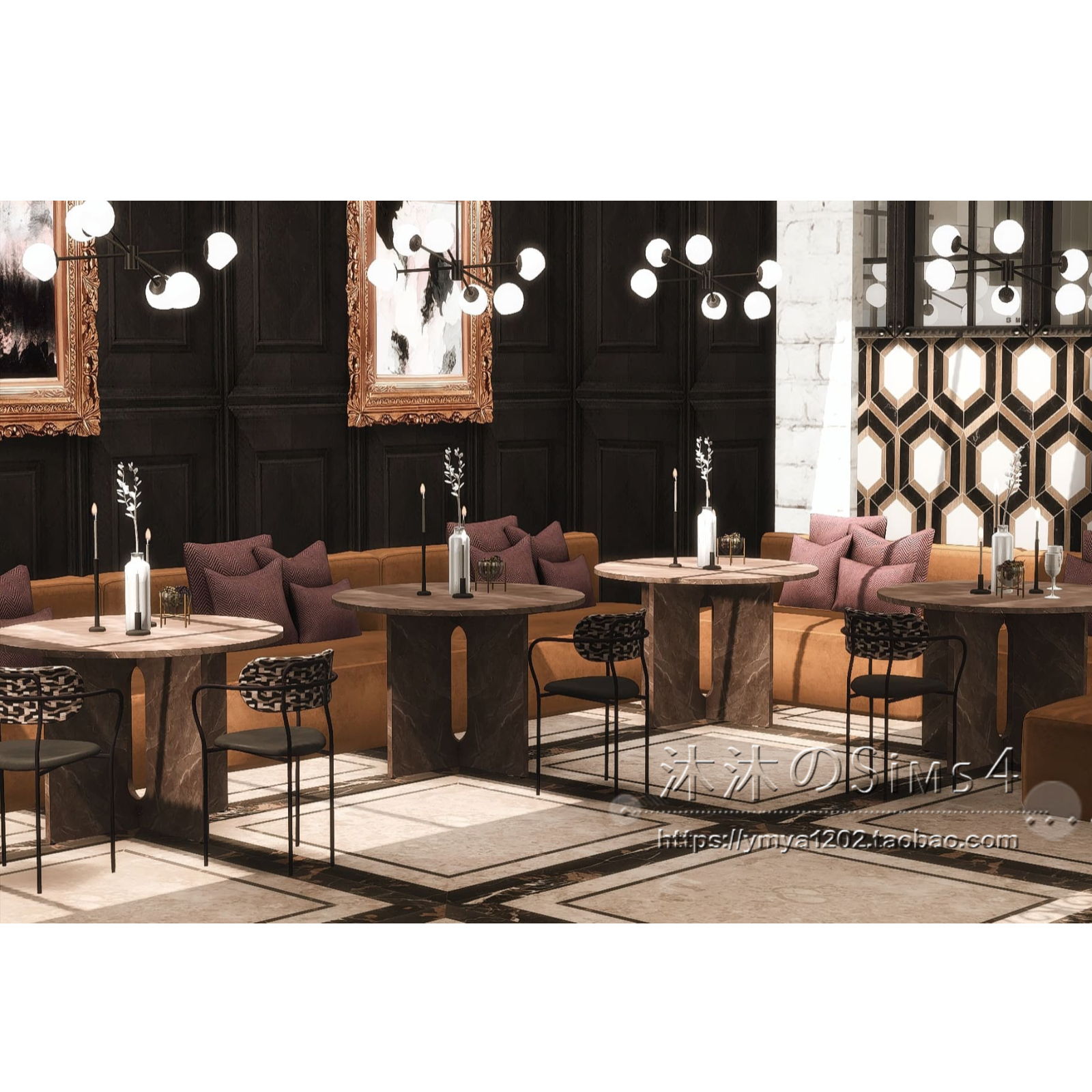 模拟人生4CC房屋mod|Qatar|可经营轻奢餐厅一套带家具|40x30|#158