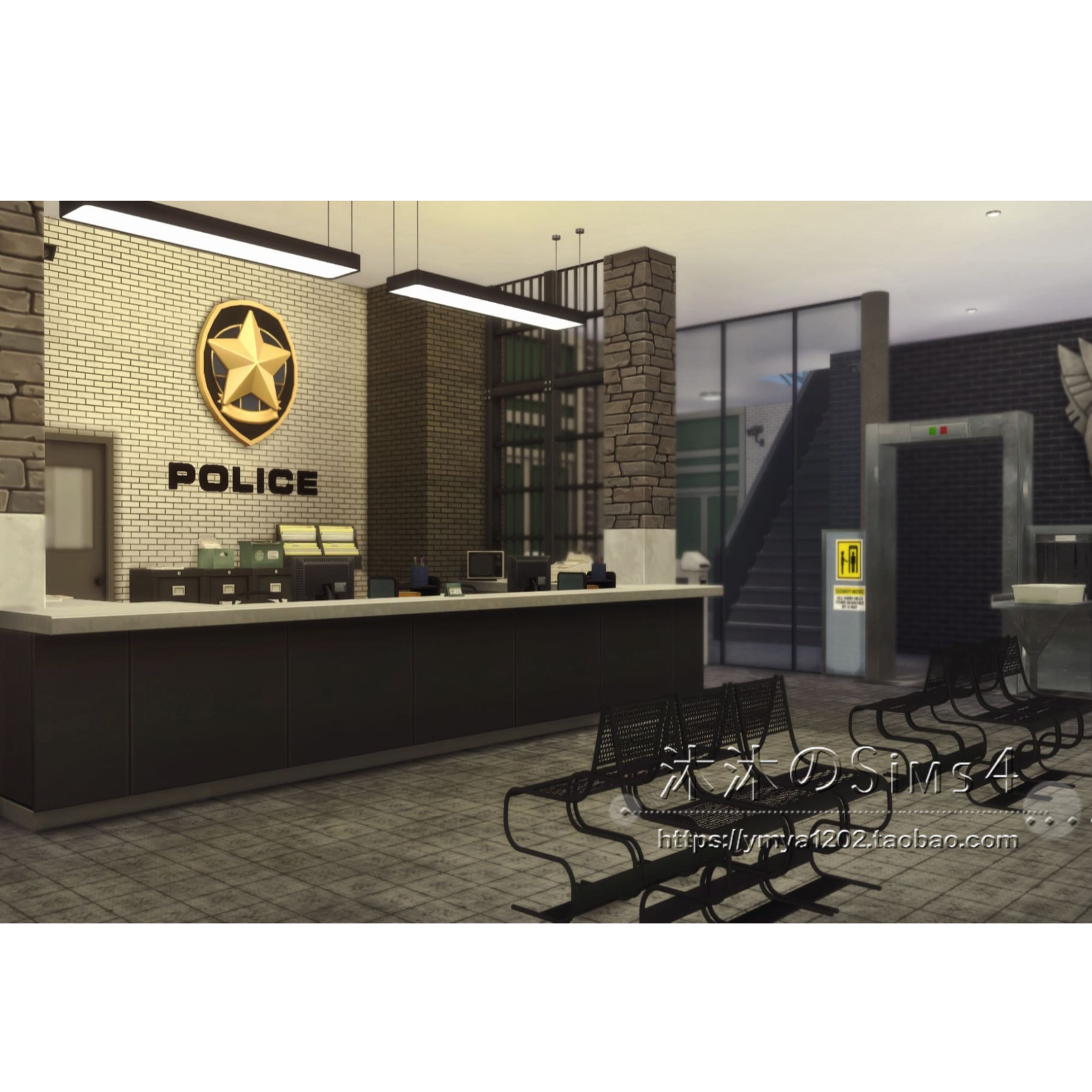 模拟人生4CC房屋mod|警察局|办公剧场场地|一套带家具|40x30|#221