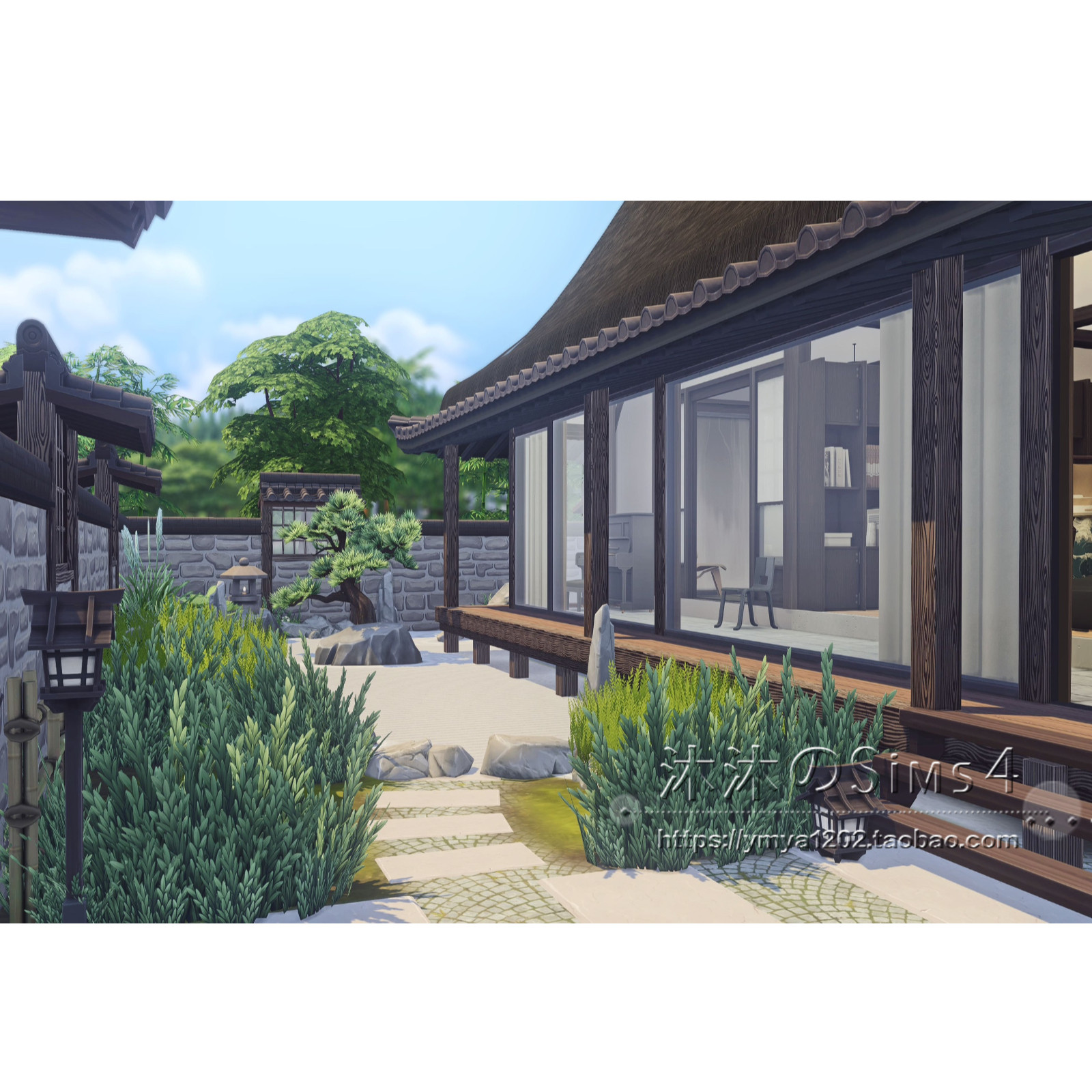 模拟人生4CC房屋mod|茅草屋|1卧1卫|住宅一套带家具|30x20|#268