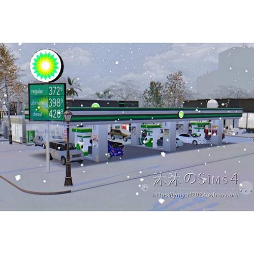 模拟人生4CC房屋mod|加油站&便利店|摊位可互动带家具|40x30|#64