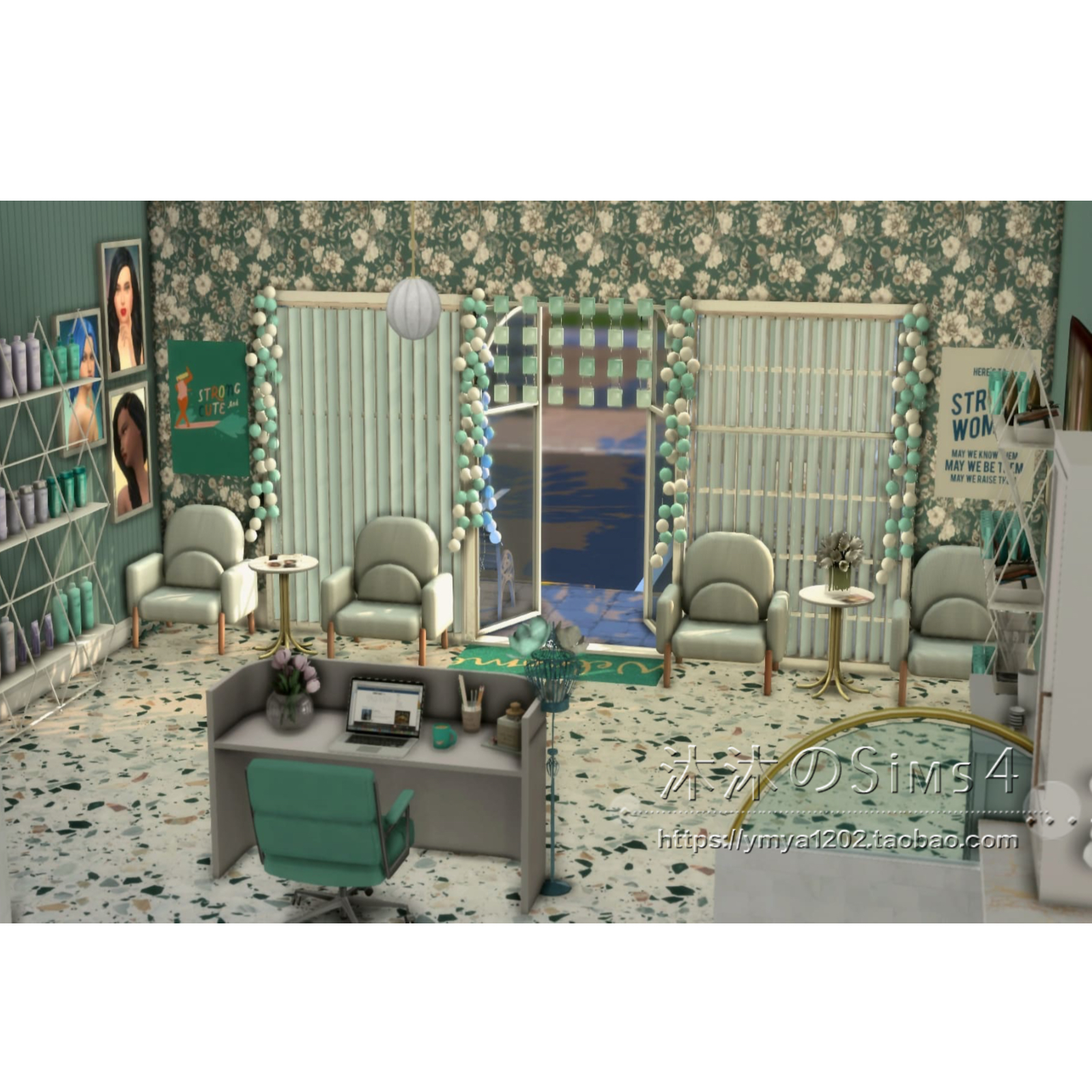 模拟人生4CC房屋mod|理发店|拍照沙龙一套带豪华家具|30x20|#118