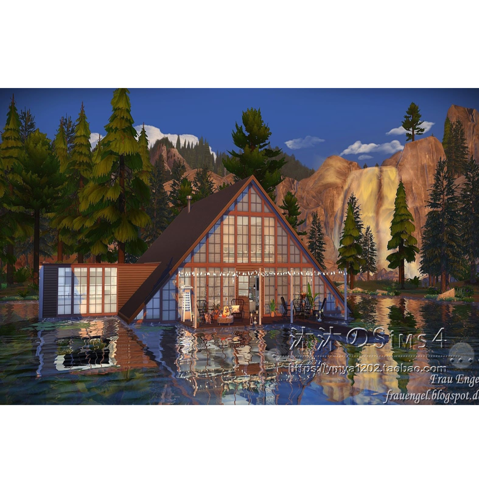 模拟人生4CC房屋mod|Forest Oasis|2卧1卫|住宅带家具|50x50|#65