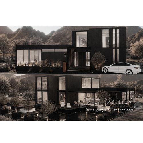 模拟人生4CC房屋mod|黑白公寓|1卧1卫|住宅一套带家具|30x20|#606
