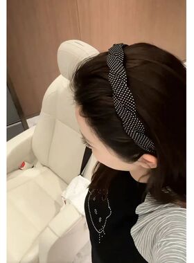 轻奢法式时尚波点带梳齿发箍
