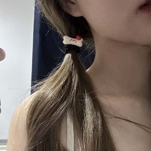 骨头发绳可爱多巴胺日韩少女小巧后脑勺马尾百搭发圈甜美发饰女