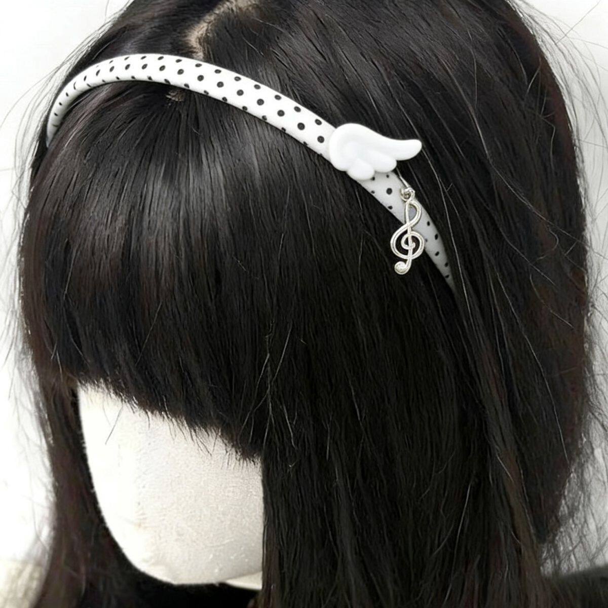 自制原创古早翅膀音符波点1cm发箍可爱少女头饰lolita头箍发饰