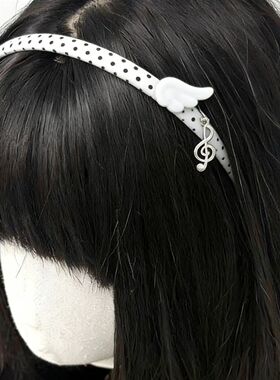 自制原创古早翅膀音符波点1cm发箍可爱少女头饰lolita头箍发饰