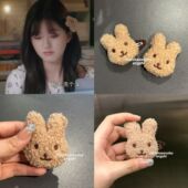 偷偷藏不住赵露思桑稚同款 小兔子发夹羊羔毛发卡夹子头饰毛绒发饰