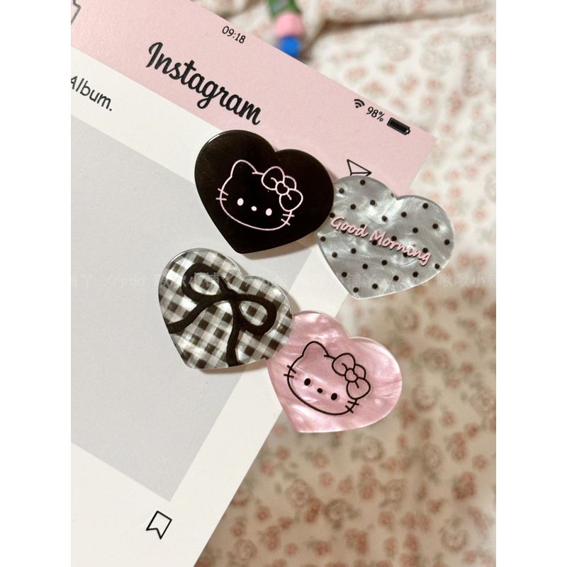 可爱波点双爱心Kitty发夹粉墨撞色简约少女心刘海夹卡通发卡发饰