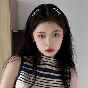 Busan千禧甜酷少女y2k镂空星星发夹边夹小众百搭五角星刘海夹对夹
