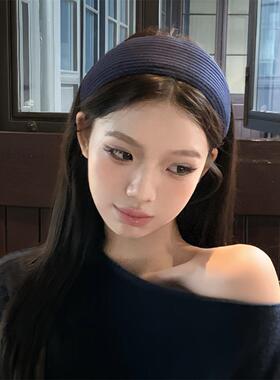 zoozmomo宽边针织蓝色发箍女2025新款高级感日常外戴洗脸头箍发饰