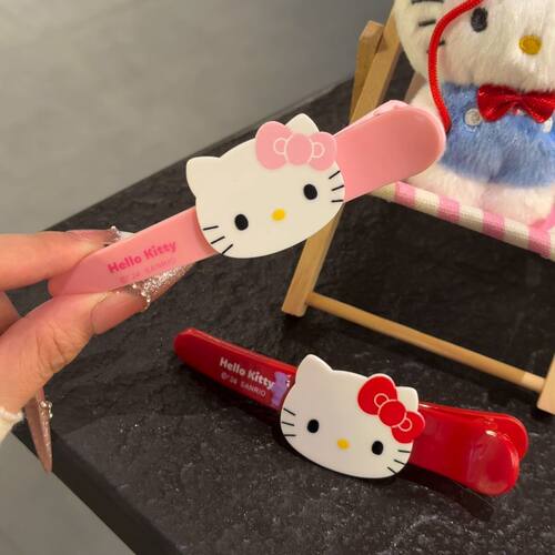 可爱三丽鸥KT猫鸭嘴夹甜美少女心侧边刘海夹卡通长款百搭小众发夹