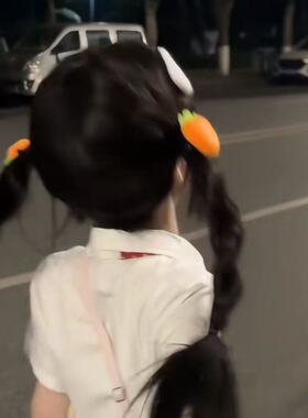 可爱毛绒胡萝卜发圈萌宅少女发饰二次元甜妹卡通学生萝莉双马尾