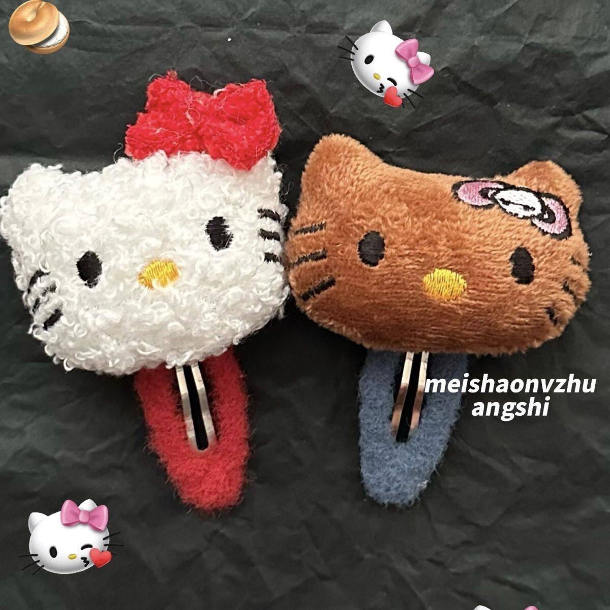 KT猫夏威夷度假风泳圈黑皮kitty可爱挂件发圈发夹BB夹毛绒公仔