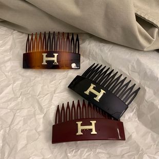 韩国进口 H字母齿梳高级感发梳公主头刘海倒插梳发夹盘发夹 新款