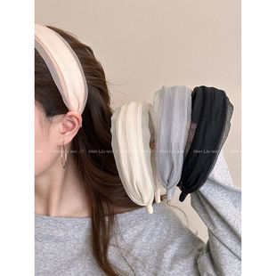 简约春夏绢纱宽边发箍女2025新款 高颅顶头箍日常百搭优雅气质发饰