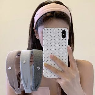 美式 洗脸头箍气质压发发带头饰 复古高颅顶爱心发箍女日常外戴宽版