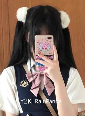 毛绒发圈软妹白色双马尾发饰lolita球球皮筋甜美少女jk发绳可爱韩