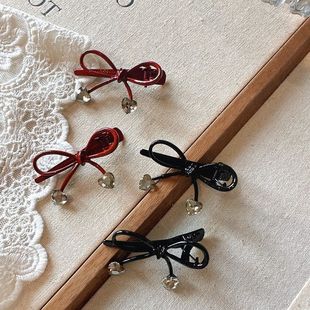 韩国蝴蝶结水钻合金发夹侧边刘海夹碎发鸭嘴气质甜美发卡头饰