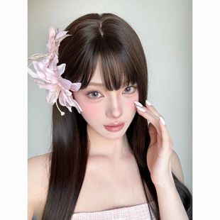 ins氛围感立体百合花朵发夹甜美少女刘海侧边夹前额碎发夹头饰