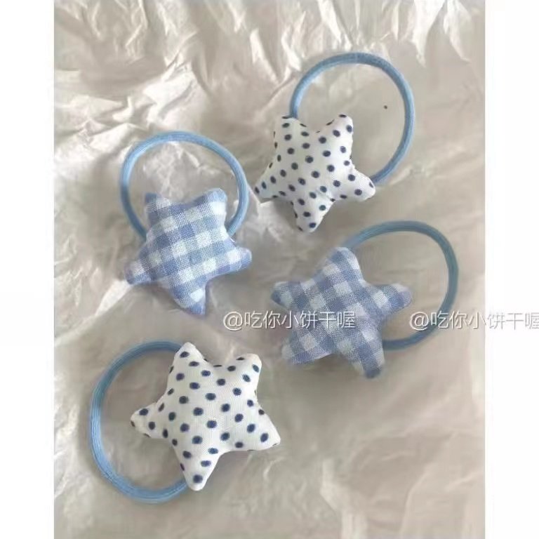 天蓝格子星星~清新可爱布艺发圈双马尾麻花辫发绳少女百搭橡皮筋,饰品/流行首饰/时尚饰品新,发饰,淘宝优惠券,粉丝福利购,淘宝优惠卷