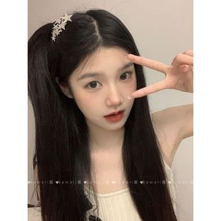 小松菜奈同款 日系五角星发夹y2k甜酷银色刘海夹简约金属发卡发饰