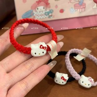 三丽鸥对装 编制树脂kt头发圈凯蒂猫小皮筋情侣学生扎头发皮筋发饰