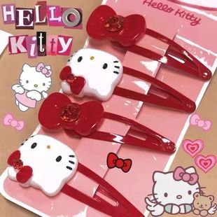 Hellokitty复古红发夹可爱少女心刘海夹边夹日韩发卡软妹夹子头饰