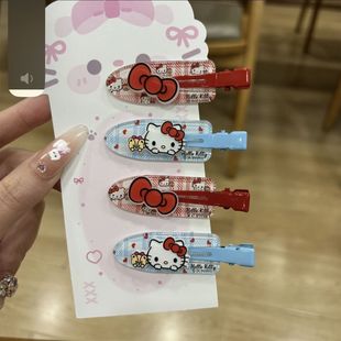 可爱蓝红KT猫发夹软妹少女ins无痕板板夹日系卡通百搭刘海夹发卡