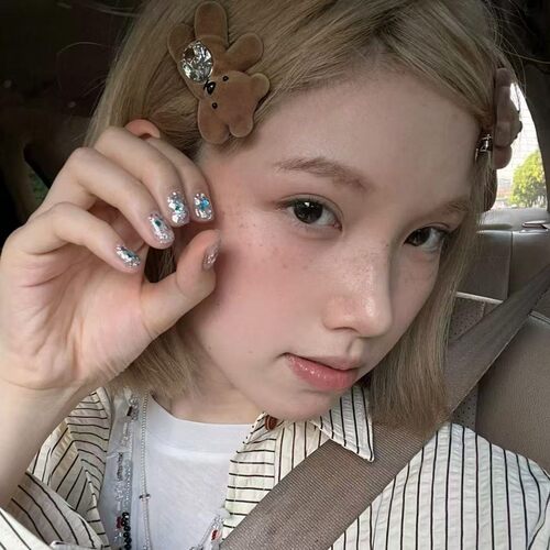 慵懒小熊闪钻发夹女前额刘海夹