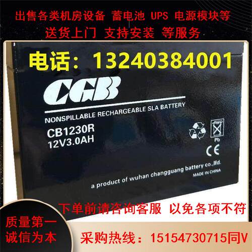 武汉CGB长光蓄电池CB1230R/UPS电源12V3AH精密仪器通讯电源