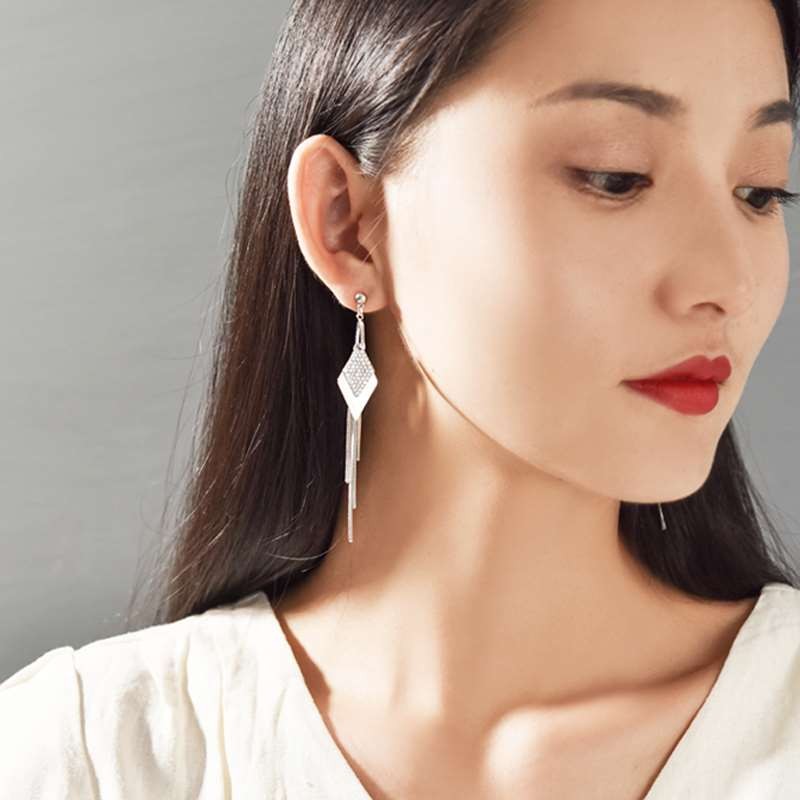 耳环夹夹耳洞女耳环无痛款搭时尚耳式气质菱形脸型百