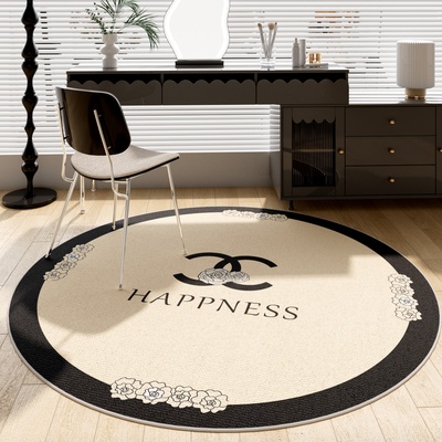 奶油小香风圆形地毯垫电脑椅梳妆化妆椅凳子转椅卧室床边地垫脚垫